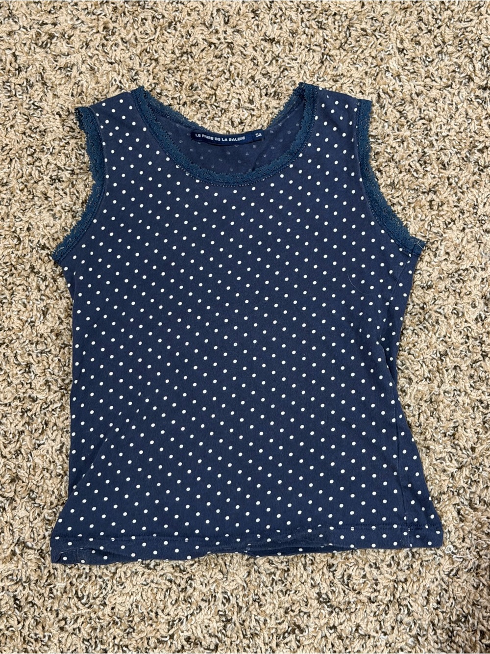 Source Unknown Navy Blue Polka Dot Tank Top